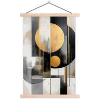 POSTER Abstrakt - Gold - Silber - Formen - Ästhetisch - Modern 40x60 cm - Goldfarben, Textil (40/60/0.15cm) - MuchoWow
