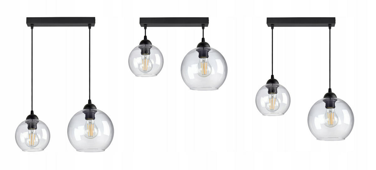 PENDELLEUCHTE HAGEN - Transparent/Schwarz, Glas/Metall (18/30/80cm) - kiki design