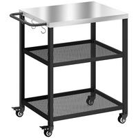 GRILLWAGEN Edelstahl Metall Schwarz - Schwarz, Metall (51/80/77cm) - Outsunny