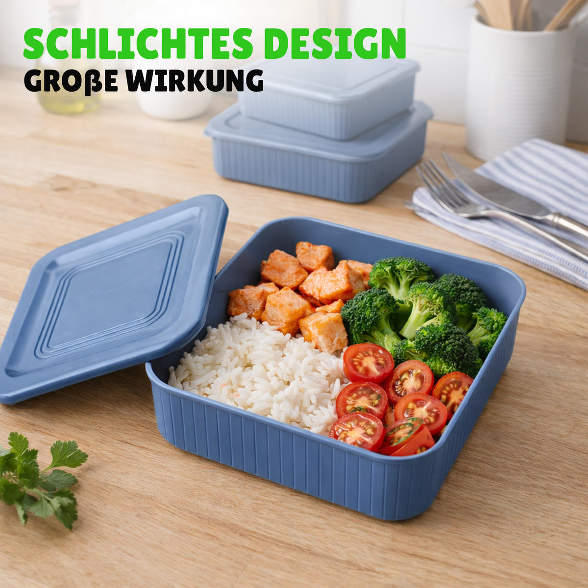 VORRATSDOSEN 3-teilig 0,5L/1L/1,5L Blau - Blau, Kunststoff - ProHome