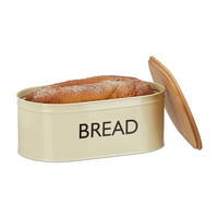 BROTKASTEN - Beige, Holz/Metall (36/14/20cm) - Relaxdays