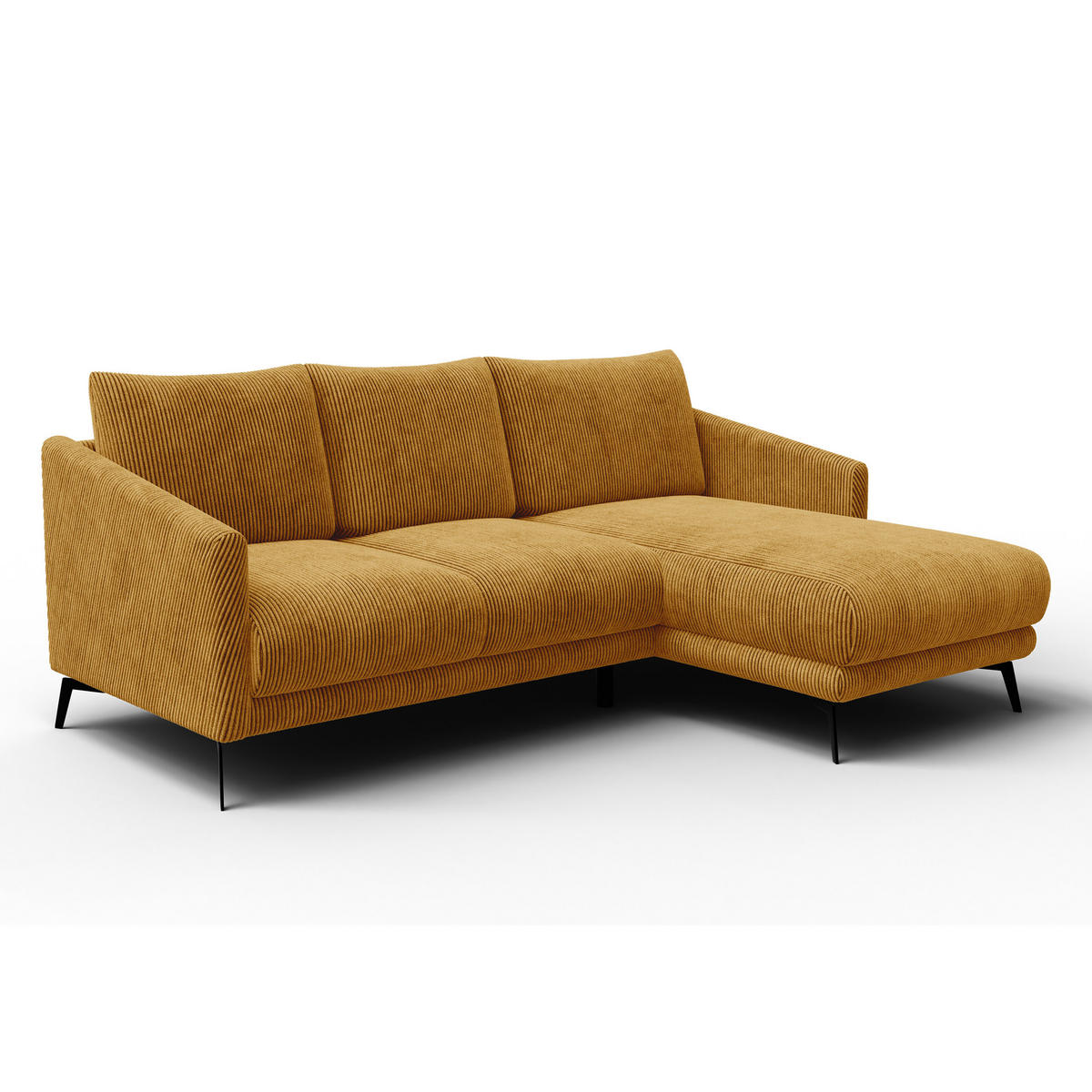 ECKSOFA VILT 3-Sitzer, safran - Gelb/Schwarz, Holzwerkstoff/Textil (221/156cm) - Courtois Laville