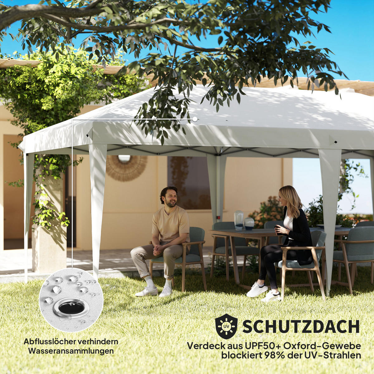 SKLÁDACÍ PAVILON, modrý, ocel, oxfordská tkanina - bílá, kov (295/270/585cm) - Outsunny
