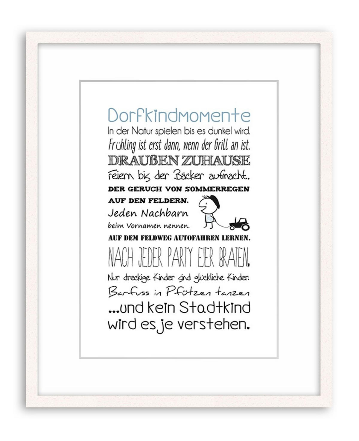 POSTER DIN A4 21x29,7 cm Dorfkind Spruch Landhaus - Blau, Papier (21/29.7/2cm) - artissimo