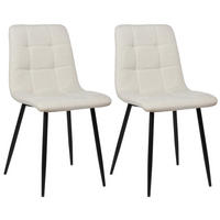 ESSZIMMERSTUHL Till, 2er Set Stoff, Gestell Metall matt Schwarz Creme - Schwarz/Naturfarben, Textil/Metall (45/88/52cm) - TPFLiving