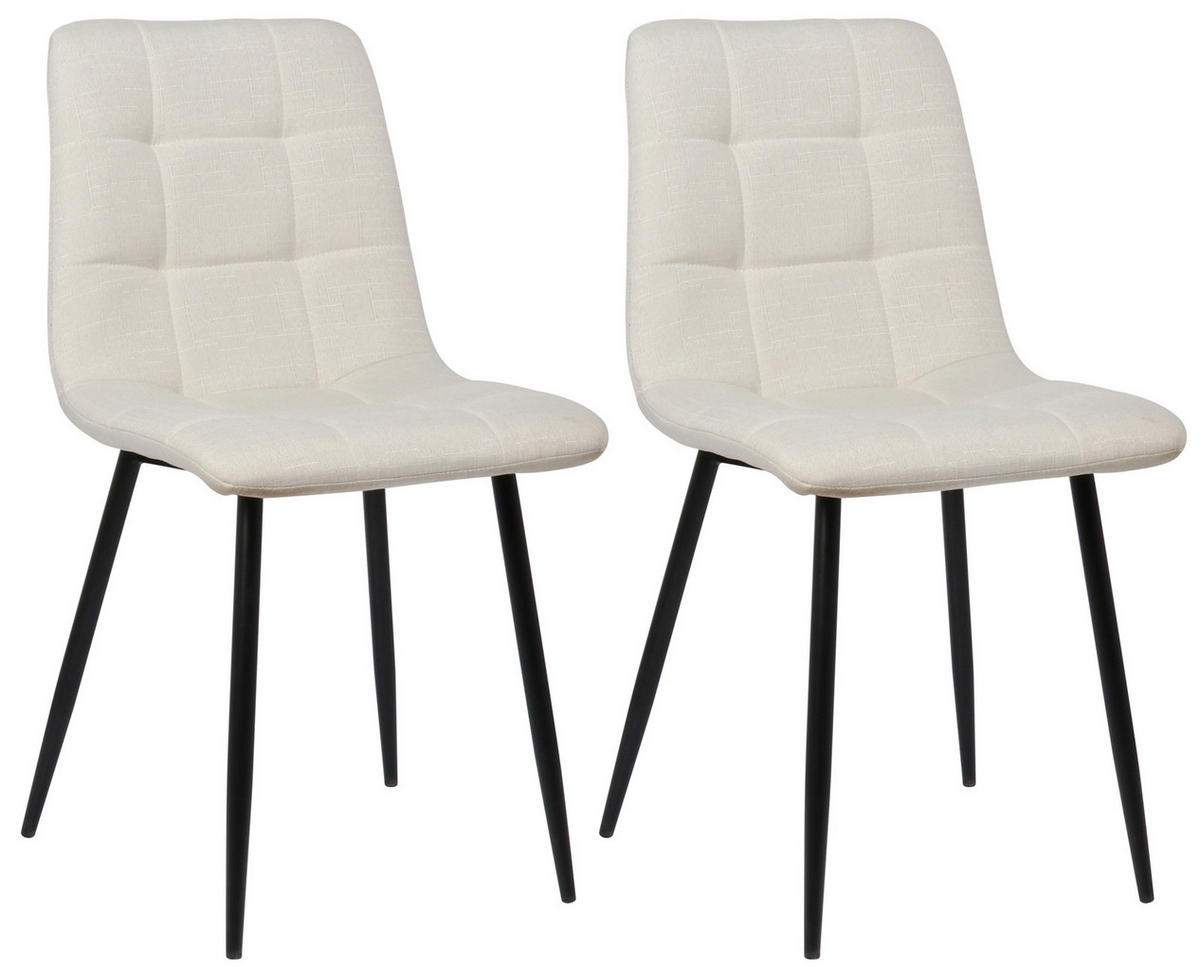 ESSZIMMERSTUHL Till, 2er Set Stoff, Gestell Metall matt Schwarz Creme - Schwarz/Naturfarben, Textil/Metall (45/88/52cm) - TPFLiving