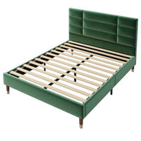 POLSTERBETT 140/200 cm DE-03872, mit Samtbezug, Kopfteil und Stauraum, in Dunkelgrün - Dunkelgrün, Holz (140/200cm) - ComfortXL