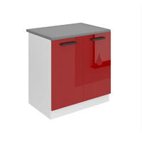 SPÜLENUNTERSCHRANK 80 cm SDZ mit Arbeitsplatte, mit 2 Türen, Rot Hochglanz - Rot/Grau, Holz (80/85/51.6cm) - B BELINI GROUP