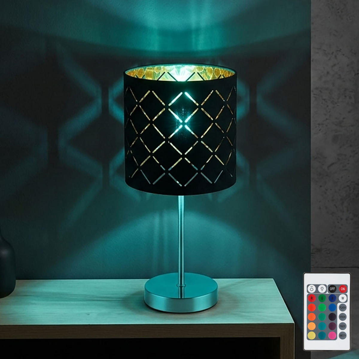 LED TISCHLEUCHTE Clarke Textil Schwarz - Schwarz, Metall (35/35/35cm) - Globo Lighting