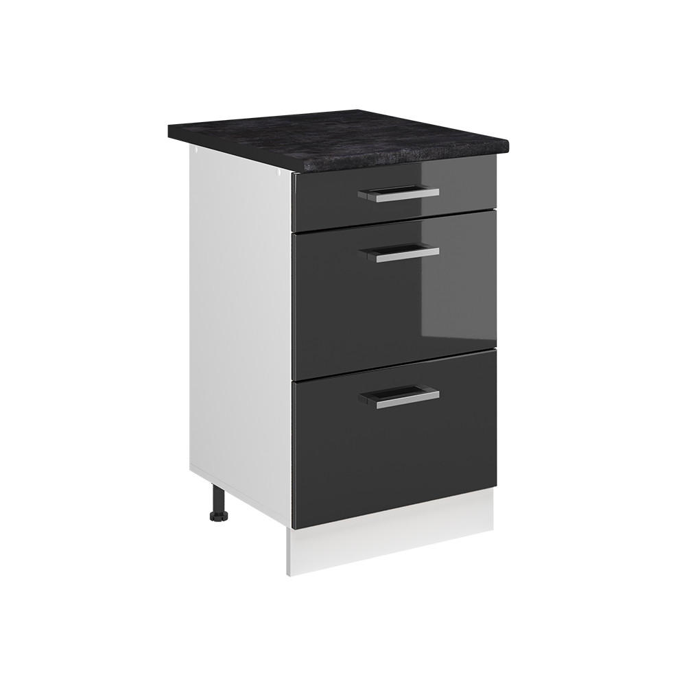KÖKSUNDERSKÅP R-Line, Antracit högblank/Vit, 50 cm antracitas stalviršis Svart högglans, Vit 81.6/50/60 cm