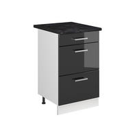 DULAP DE BAZĂ DE BUCĂTĂRIE R-Line, Antracit lucios ridicat/Alb, 50 cm стільниця Антрацит - alb/negru cu luciu intens, compozit lemnos (50/81.6/60cm) - Vicco
