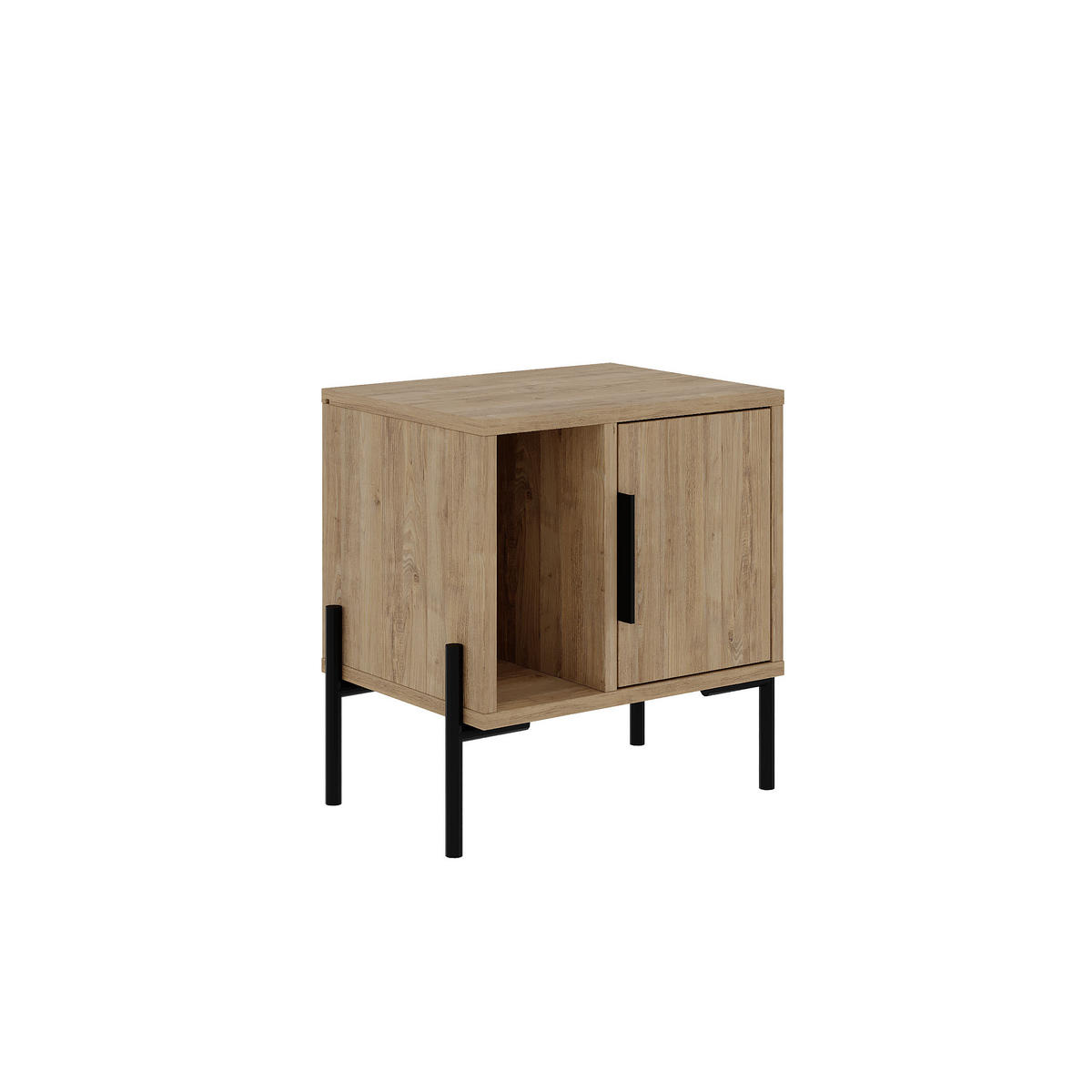 NACHTTISCH Glynn Z106 Eiche 45/35/50 cm - Eichefarben/Schwarz, Holzwerkstoff/Metall (45/50/35cm) - Decortie