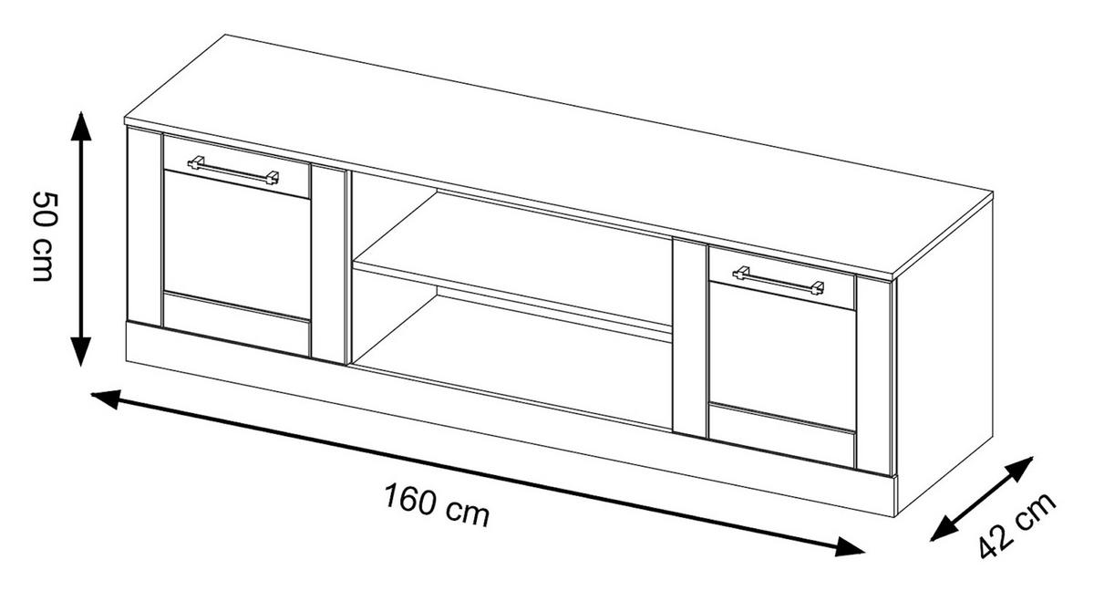 LOWBOARD Cozy Eiche Rustikal 160 / 42 / 50cm - Eichefarben/Braun, Holz/Metall (160/50/42cm) - Feldmann-Wohnen