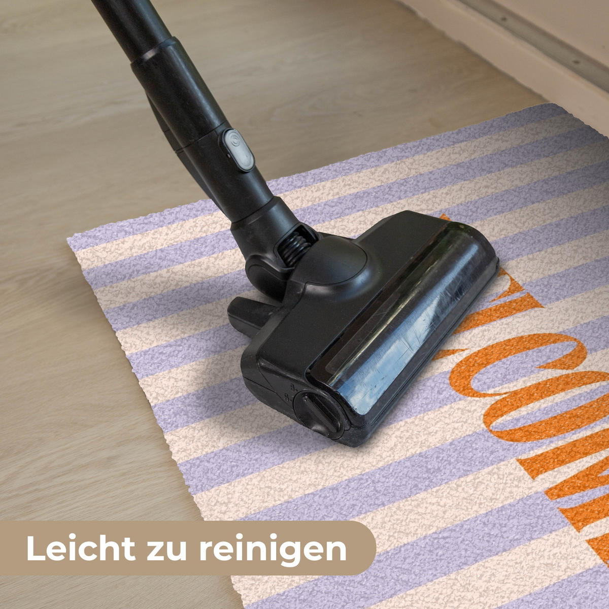 FUSSMATTE Lila – Orange – Streifen – Willkommen 60x40 cm - Flieder, Kunststoff (60/0.4cm) - MuchoWow
