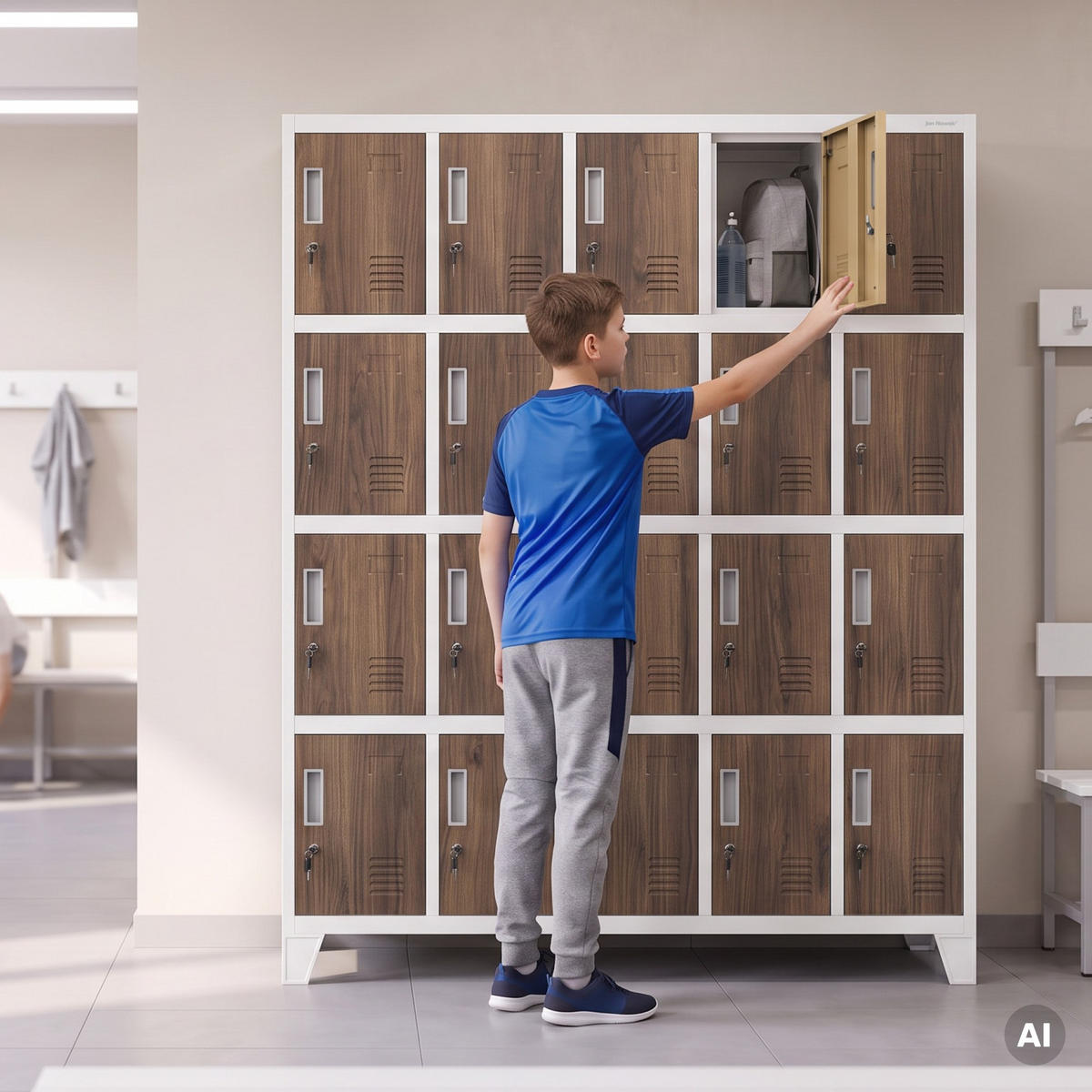 ARBEITSSCHUTZ-SPINDSCHRANK ROBERT 172x136x45 cm - Nussbaumfarben/Weiß, Metall (136/172/45cm) - Jan Nowak