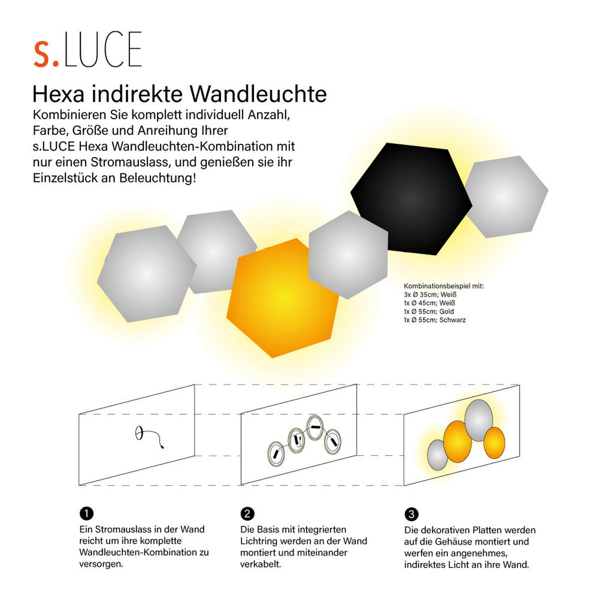 LED-WANDLAMPE Hive Schwarz Ø 45cm - Schwarz, Metall (45/4.4/45cm) - s.luce
