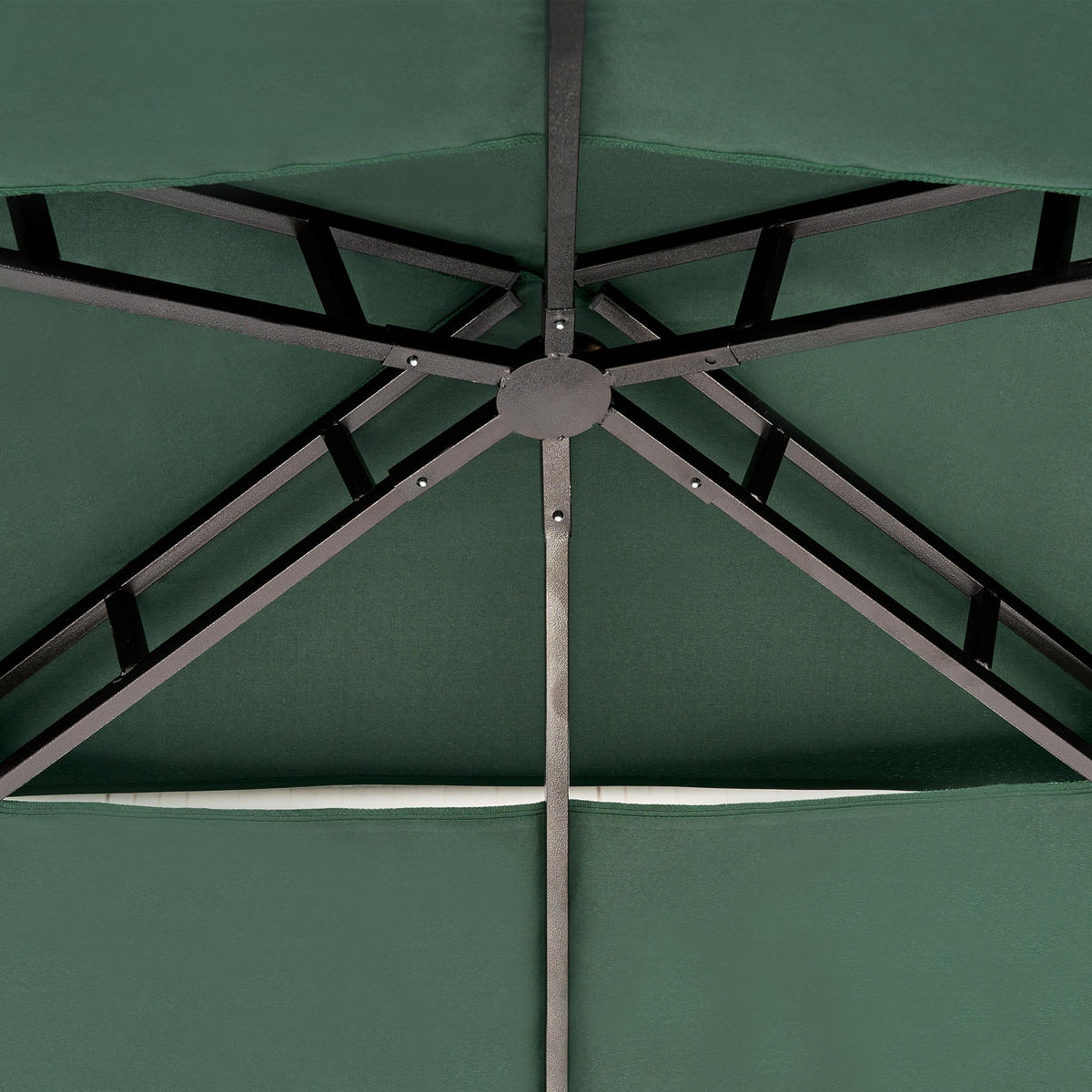 ZAHRADNÍ PAVILON Ocel tmavě zelený 240/148 cm Naro - černá/zelená barva, kov (240/245/148cm) - Beliani
