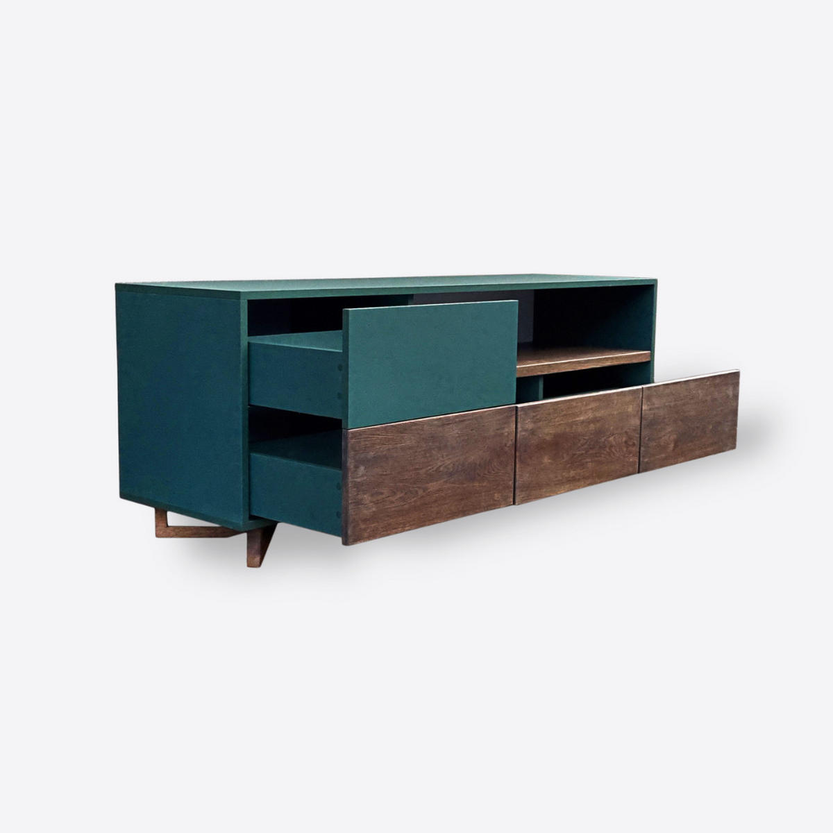 TV-SCHRANK aus Massivholz und Holzwerkstoffplatte für das Wohnzimmer NORD - Eichefarben, Holz (160/60/45cm) - Rawood Furniture