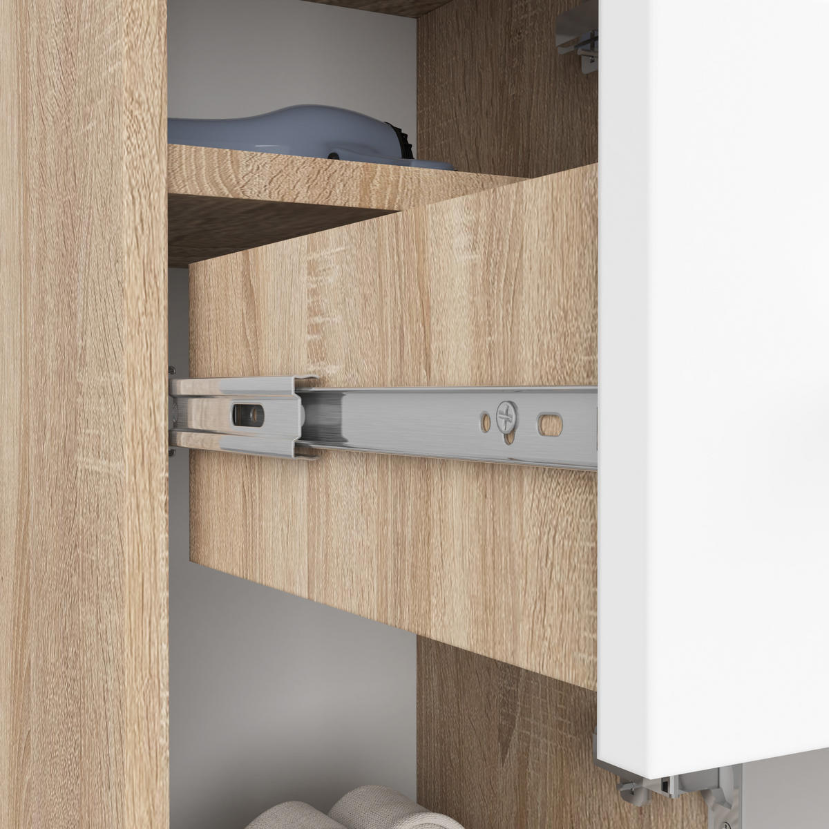 MIDISCHRANK Sonoma Eiche, Weiß 30x30x85 cm - Silberfarben/Weiß, Holzwerkstoff/Kunststoff (30/85/30cm) - Akord