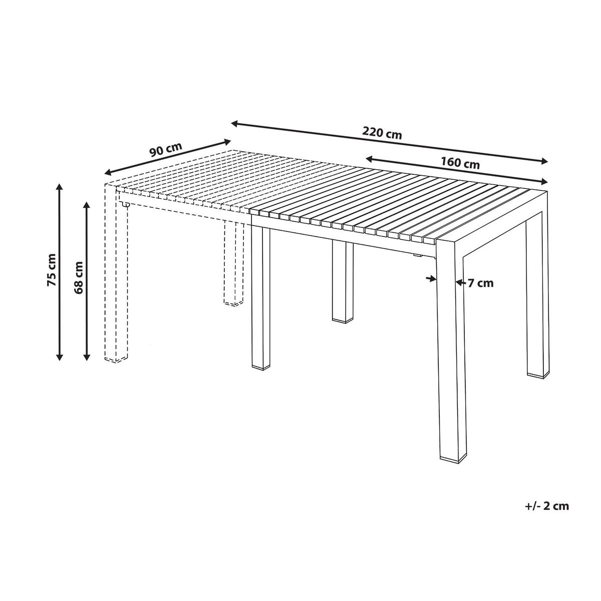 AUSZIEHBARER-GARTENTISCH 160/220 cm 90 cm Sandbeige Ardesio - Sandfarben, Metall (160/90/75cm) - Beliani