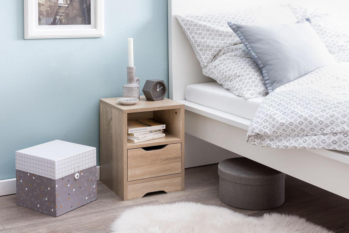 NACHTTISCH Modern Schublade Ablage Kratzfest ILM, Beige 31x31x43 cm - Beige, Holz (31/43/31cm) - KADIMA DESIGN
