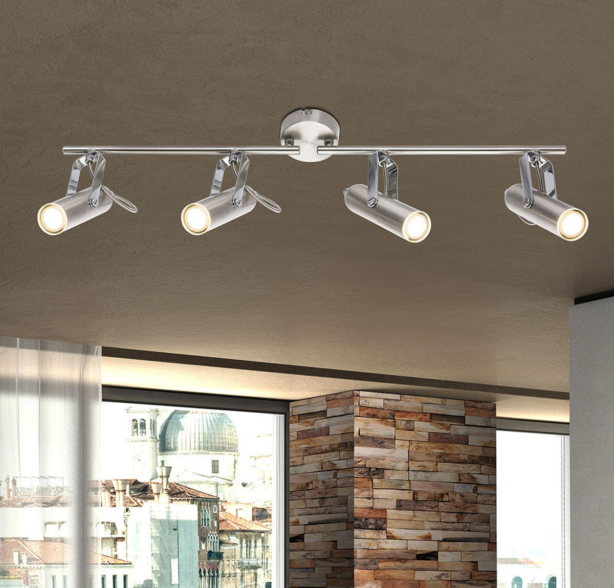 LED DECKENLEUCHTE Chrom Silber matt - Silberfarben, Metall (68/8/16cm) - Globo Lighting