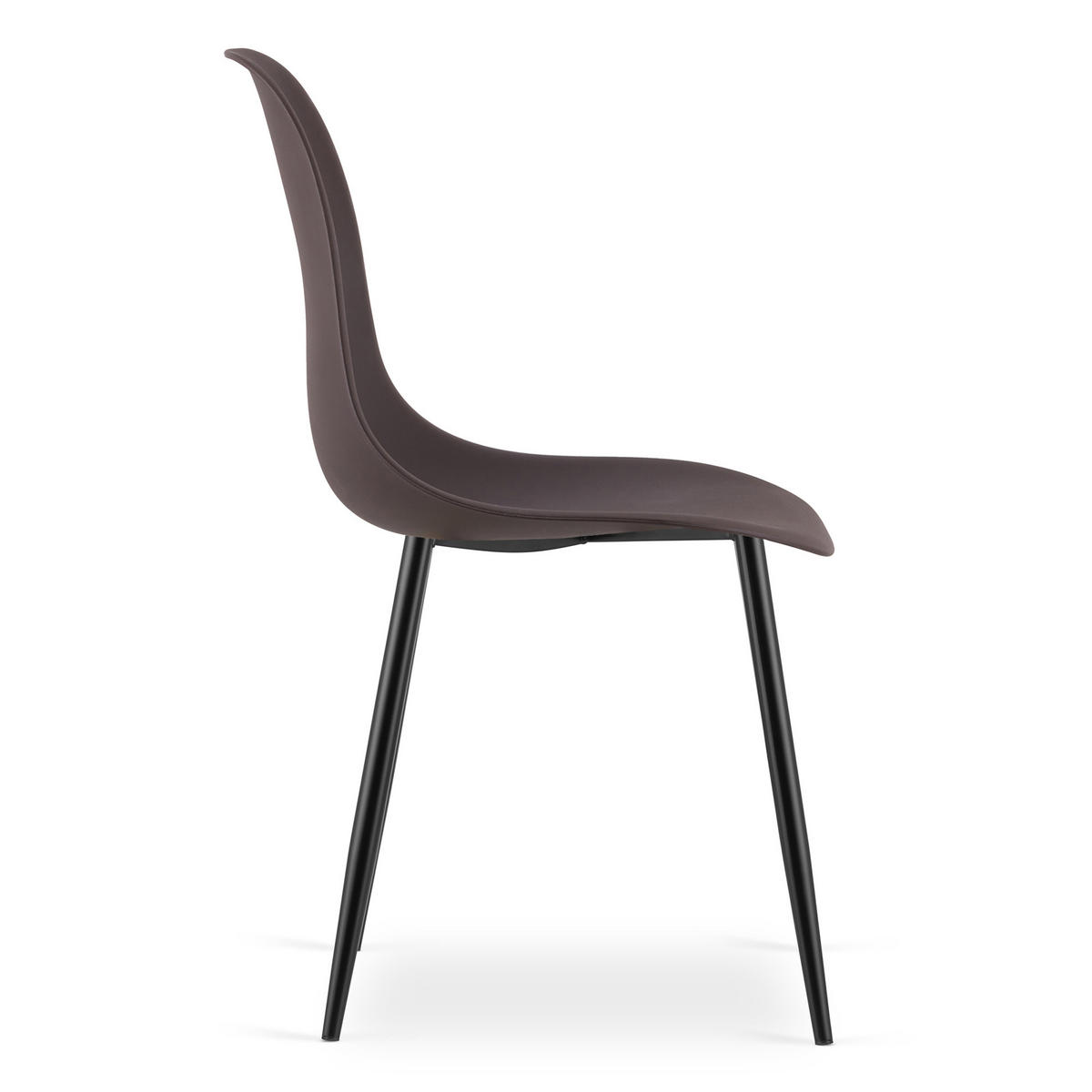 ESSZIMMERSTUHL 4-er Set KALEO Kaffeesitz, schwarze Beine - Schwarz/Braun, Kunststoff (46/84/51cm) - Valora