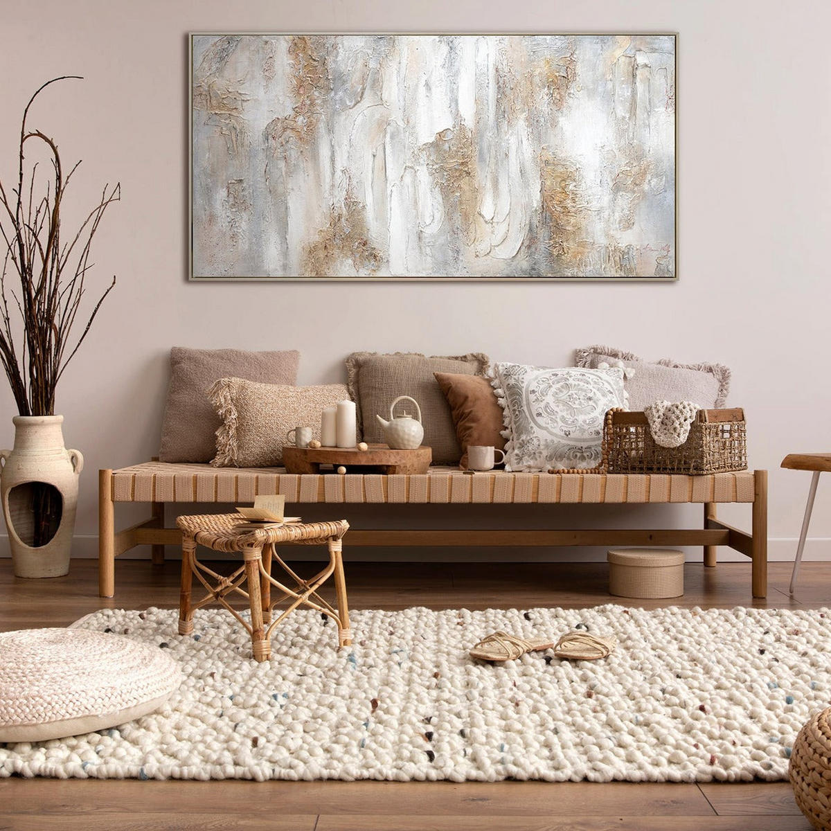 GEMÄLDE Philosophie Schattenfugenrahmen Beige 160x80 cm - Beige, Holz (160/80cm) - YS-art gallery