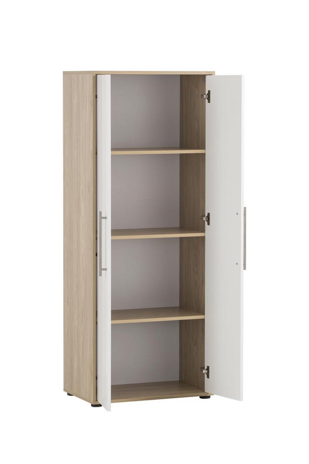 AKTENSCHRANK Swan Tall 164x65x41 cm 4 Fächern & 2 Flügeltüren Eiche/Weiß - Eichefarben, Holz (65/164/41cm) - PROREGAL