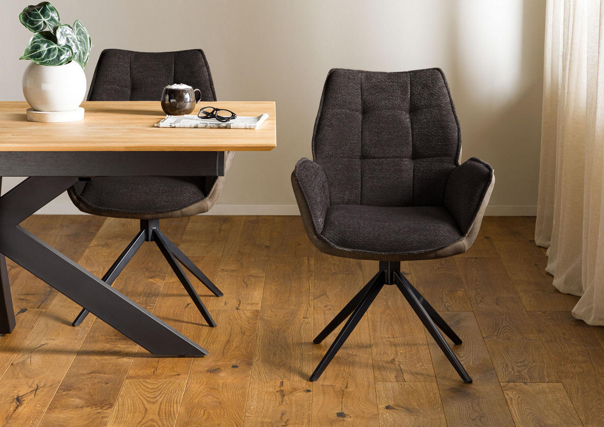 STUHL 100% Polyester 61 x 61 x 89 cm dunkelgrau / braun POLSTERSTÜHLE #103 - Grau, Kunststoff (61/89/61cm) - Massivmoebel24