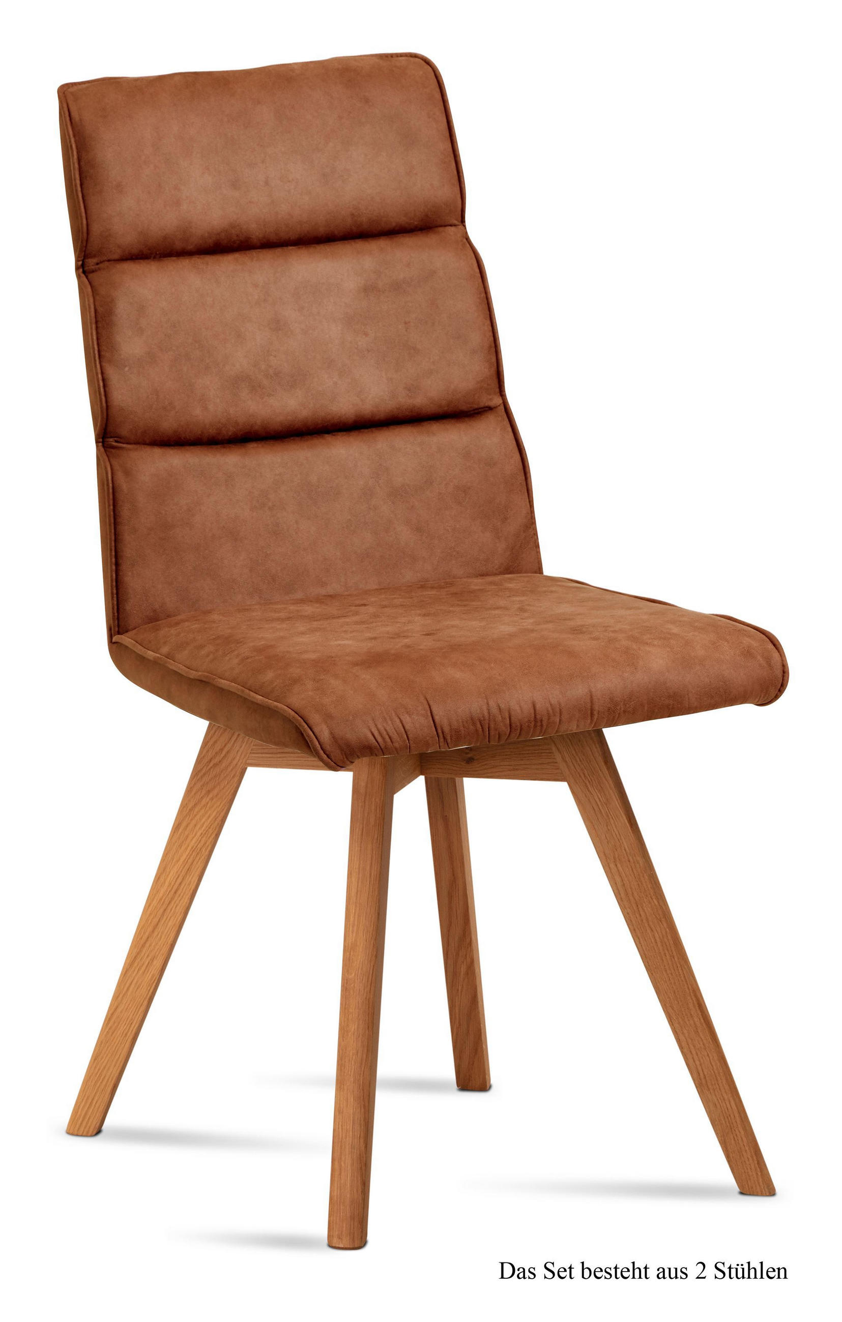 ESSZIMMERSTUHL (2er-Set) Dixie 47x92x60 Eiche geölt/Cognac - Cognac/Eichefarben, Kunststoff (60/92/47cm) - 58aufmkessel
