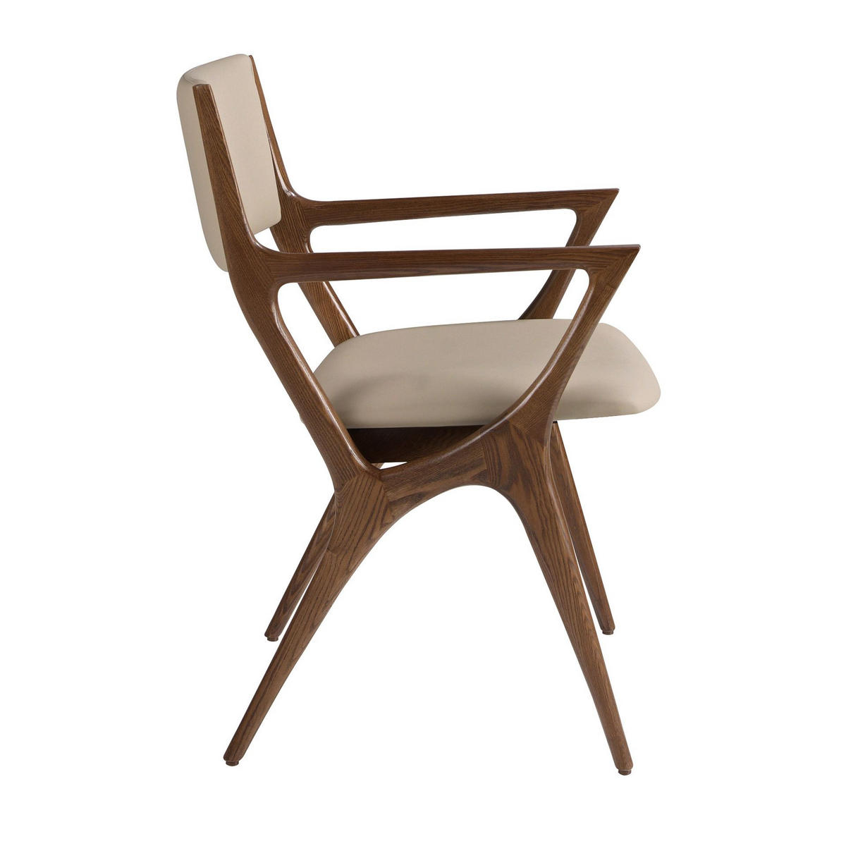 STUHL Stuhl aus nerzfarbenem Kunstleder 56/61/81 cm - Braun, Leder/Holz (56/81/61cm) - ANGEL CERDA