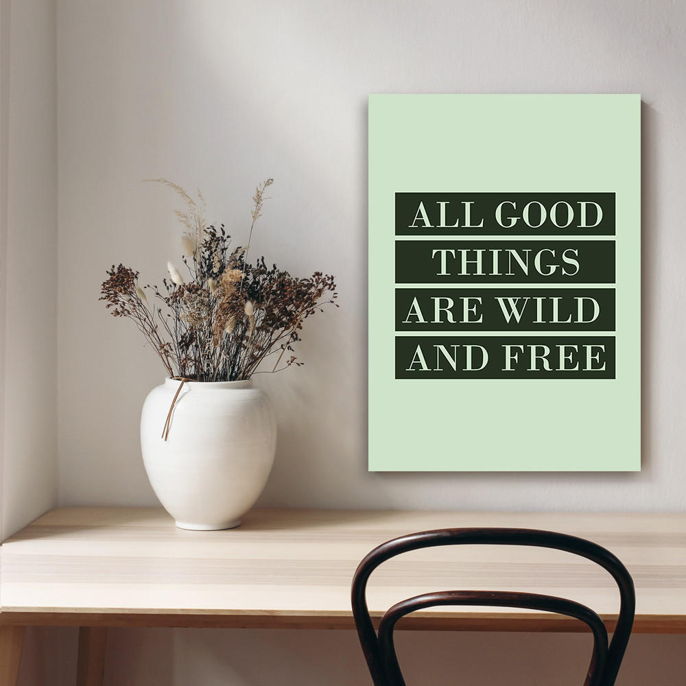 WANDBILD inschrift all good things - Grün, Textil (40/60cm) - Feeby