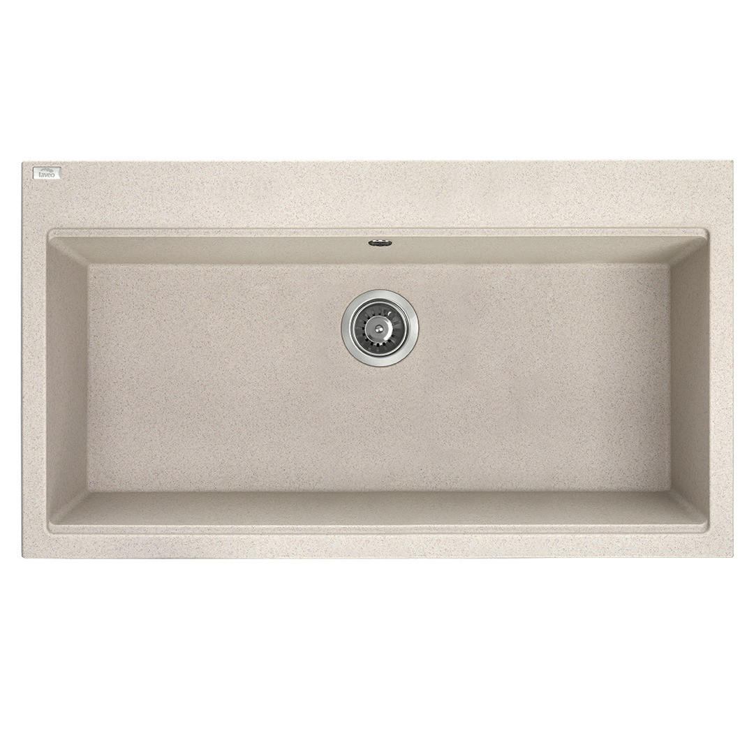 EINBAUSPÜLE TAU Beige, Einzelbecken, 50/90/21,5 cm - Beige, Stein (50/21.5/90cm) - bad land