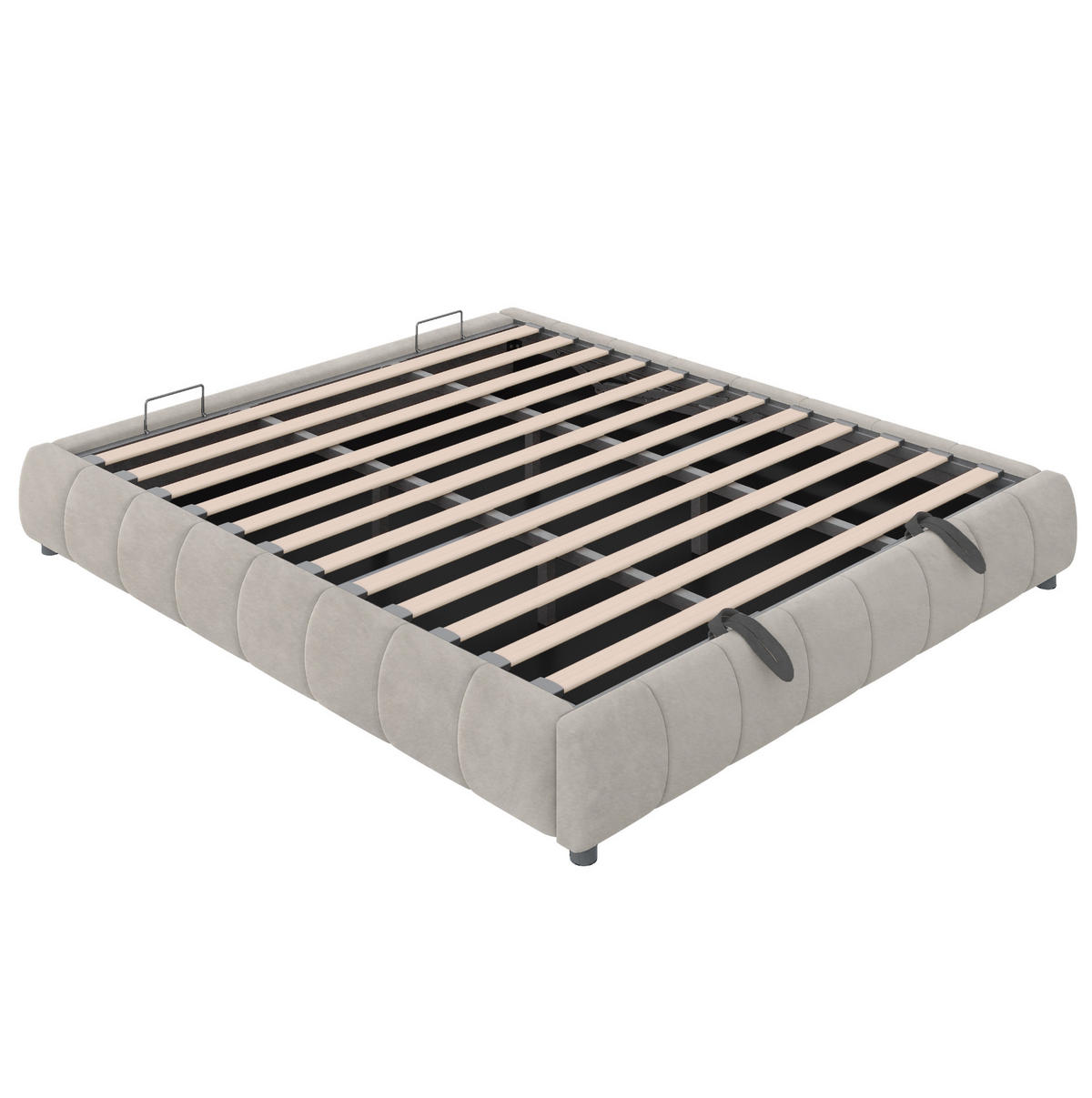 POLSTERBETT mit Stauraum 180x200 cm Beige - Beige, Metall (180/200cm) - Meubliv