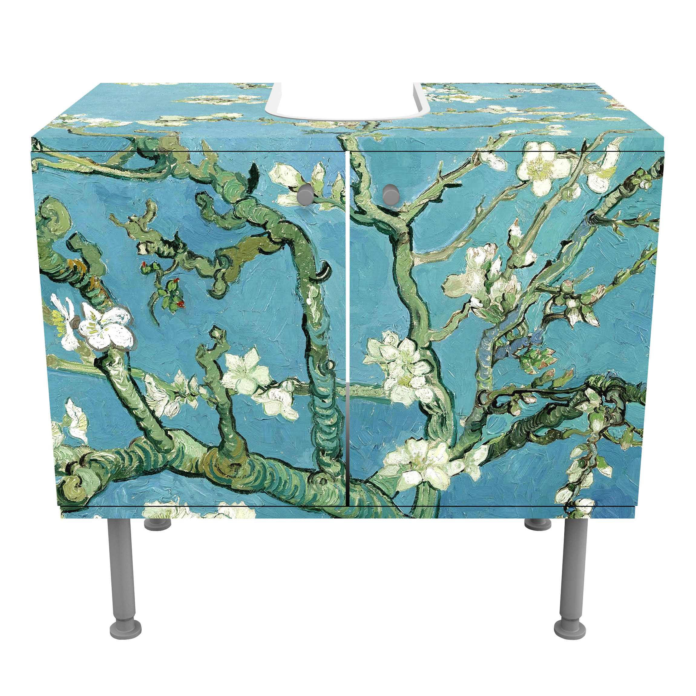 WASCHBECKENUNTERSCHRANK Vincent van Gogh - Mandelblüte 60/55/35 cm - Blau, Holzwerkstoff (60/55cm) - Bilderwelten