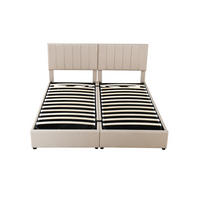 POLSTERBETT 180/200 cm aus Leinen mit Stauraum, Beige - Beige, Textil (180/200cm) - OKMYHOME
