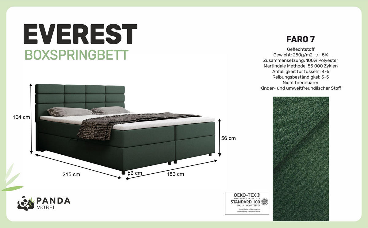 BOXBETT Reve 180 x 200 cm mit Bettkasten und Lattenrost ohne matratze - dunkelgrün - Dunkelblau, Holz (180/206cm) - Panda Möbel