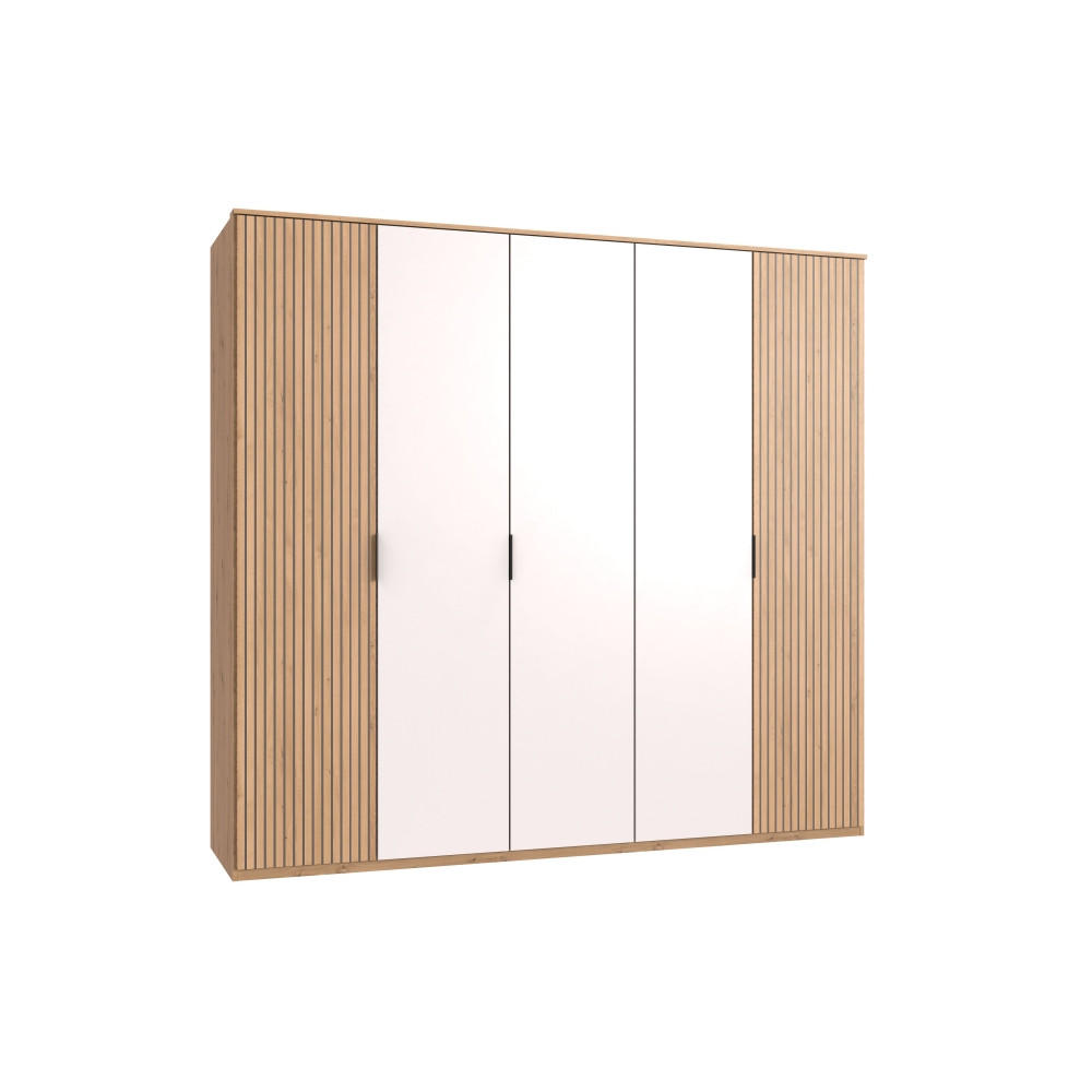 DREHTÜRENSCHRANK  in Graphitfarben, Eiche Artisan  - Schwarz/Graphitfarben, Trend, Holzwerkstoff/Metall (225/210/58cm) - Carryhome