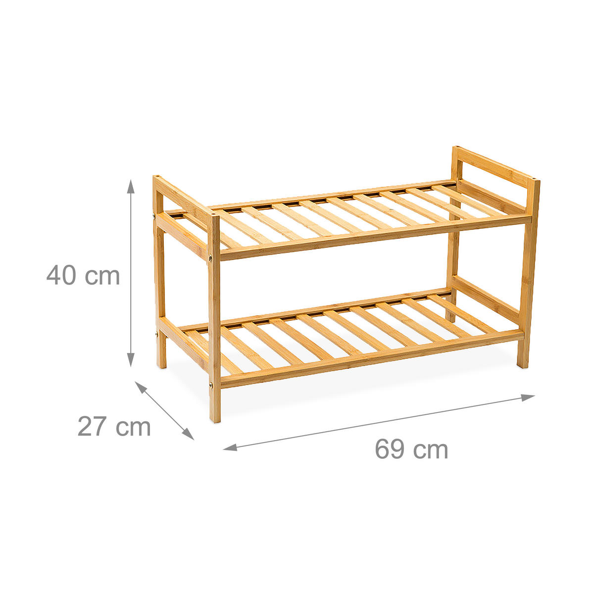 SCHUHREGAL - Hellbraun, Holz (69/40/27cm) - Relaxdays