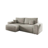 ECKSOFA MILKY 255/148 in Bouclé Grau-Beige links - Graubraun, Holz/Holzwerkstoff (255/148cm) - Deine Möbel 24