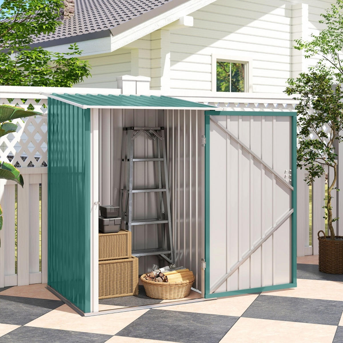 GERÄTEHAUS 100x103x160 cm Metall Pultdach grün - Grün, Metall (100/160/103cm) - Fortuna Lai
