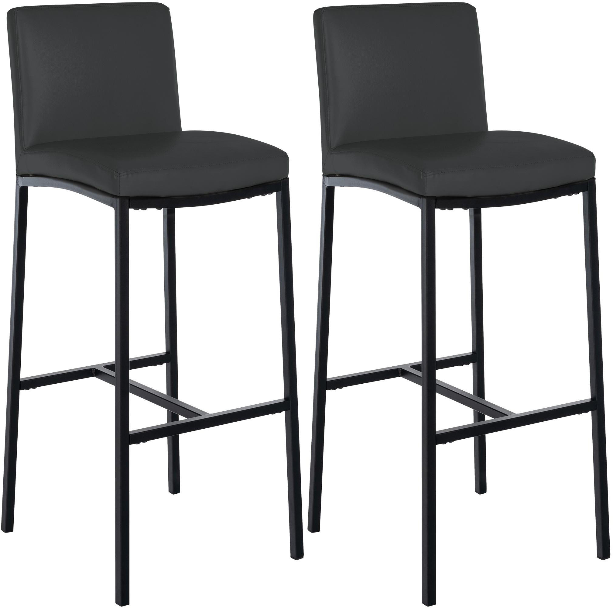 BARHOCKER 2er Set Lederlook Dunkelgrau - Dunkelgrau/Schwarz, Textil/Metall (43/110/49cm) - CLP