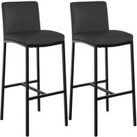 BARHOCKER 2er Set Lederlook Dunkelgrau - Dunkelgrau/Schwarz, Textil/Metall (43/110/49cm) - CLP