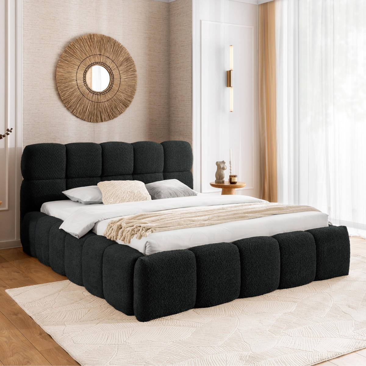POLSTERBETT mit Stauraum 120x200 cm in Schwarz - Schwarz, Textil (120/200cm) - Home Collective