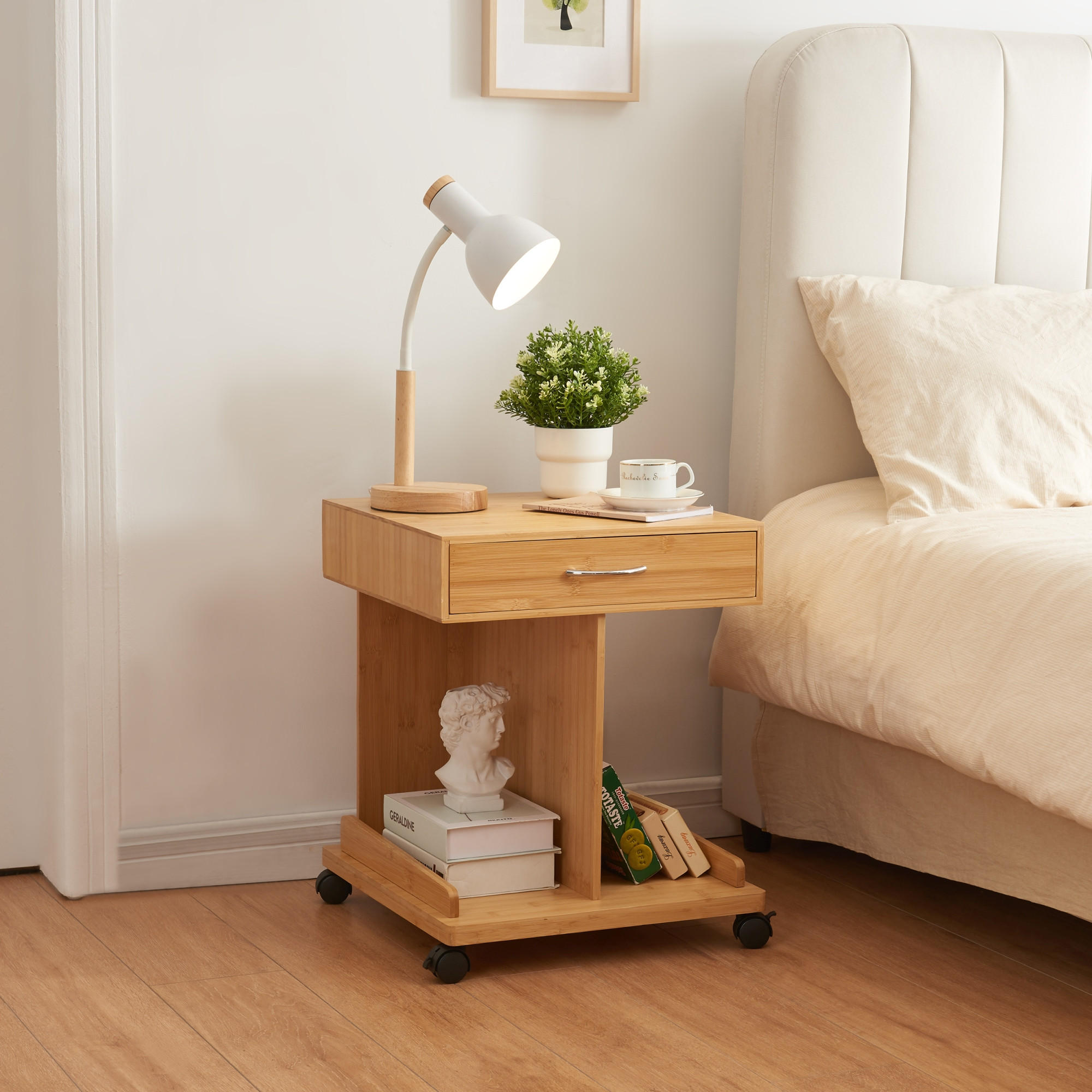 BEISTELLTISCH rollbar Jokkmokk - Naturfarben, Holz (43/43/56.5cm) - [en.casa]