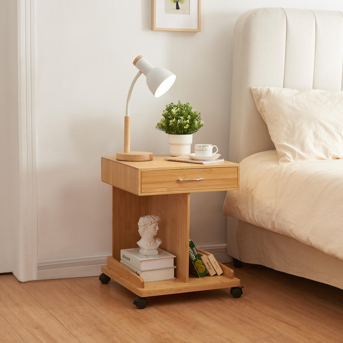 BEISTELLTISCH rollbar Jokkmokk - Naturfarben, Holz (43/43/56.5cm) - [en.casa]