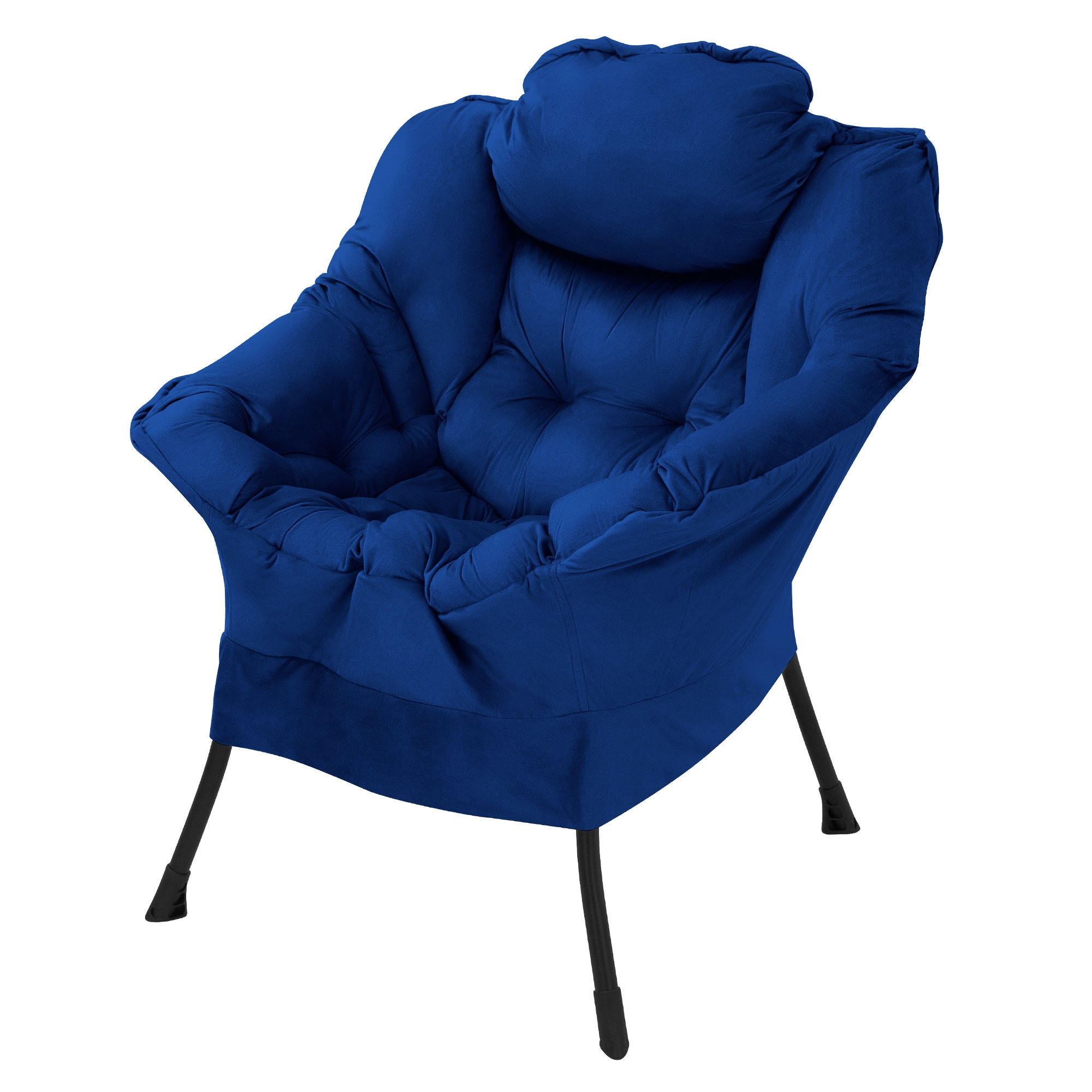 ML-DESIGN KŘESLO do obývacího pokoje, tmavě modré, pohodlné relaxační křeslo s boční kapsou a polštářem, 82 × 97 × 95 cm, nosnost do 120 kg