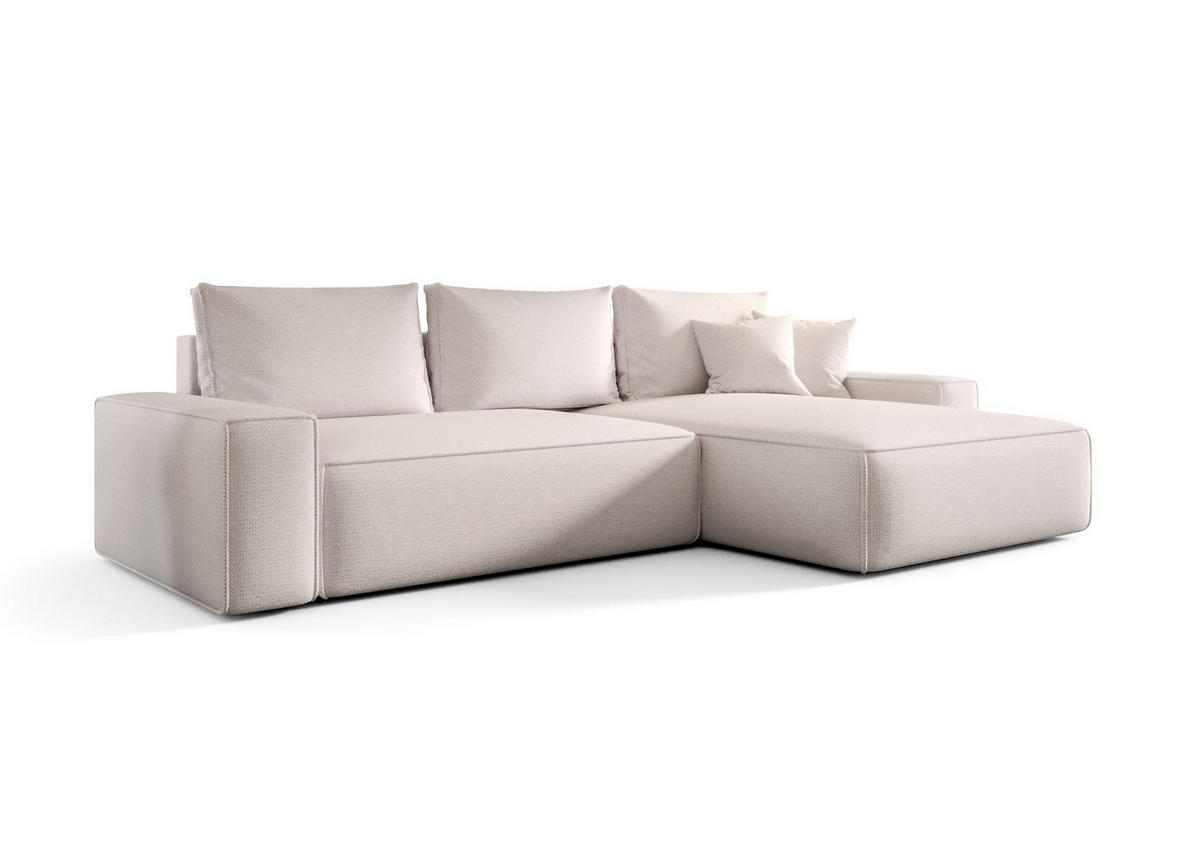 ECKSOFA MONA mit Schlaffunktion ARAGON 01 Rechts - Weiß, Textil (280/185cm) - Bedante