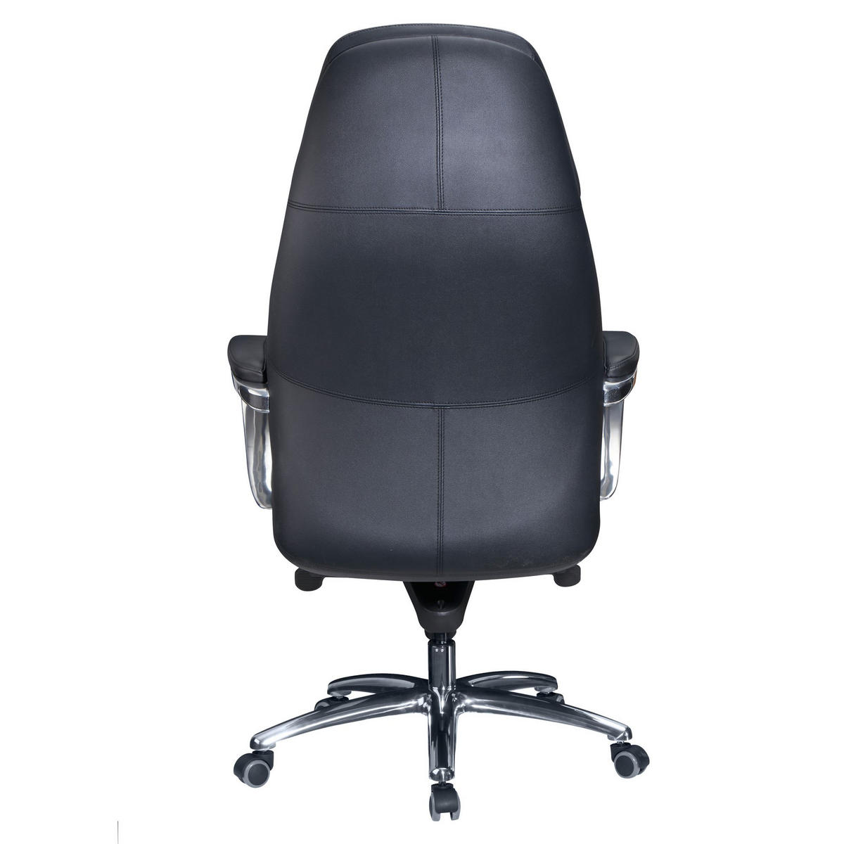 CHEFSESSEL Leder mit Multiblockwippmechanik bis 120 kg MIRON, Schwarz 67x67x137 cm - Silberfarben/Schwarz, Leder/Metall (67/137/67cm) - KADIMA DESIGN